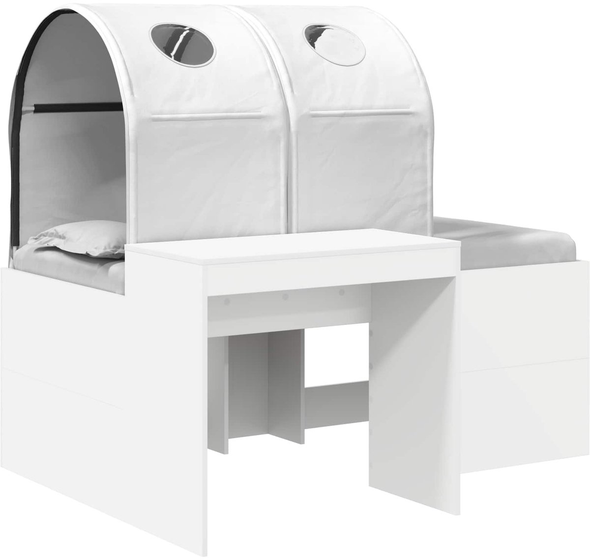 vidaXL Bed - met - Tunnel - 3 - st - Wit - Bewerkt - hout