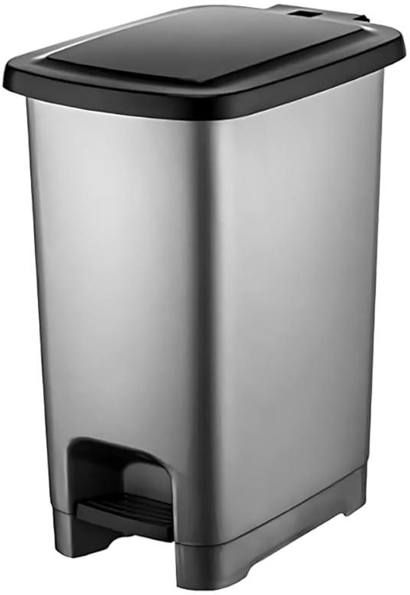 Pedaalemmer met Deksel - Afvalemmer Vuilnisbak - Hygiënisch Afval Verwerken - Ruimtebesparend Slank Design - 40 Liter - Antraciet met Zwart