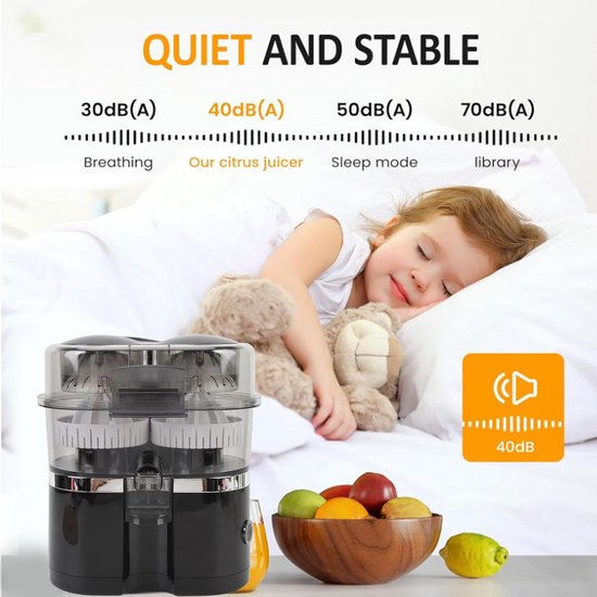 Dual Head Electric Citric Juicer Compact Juice -extractor Orange Lemons Kiwi Grapefruit, Draagbare Slaapspecker (BLACK) van Merkloos — afbeelding 3