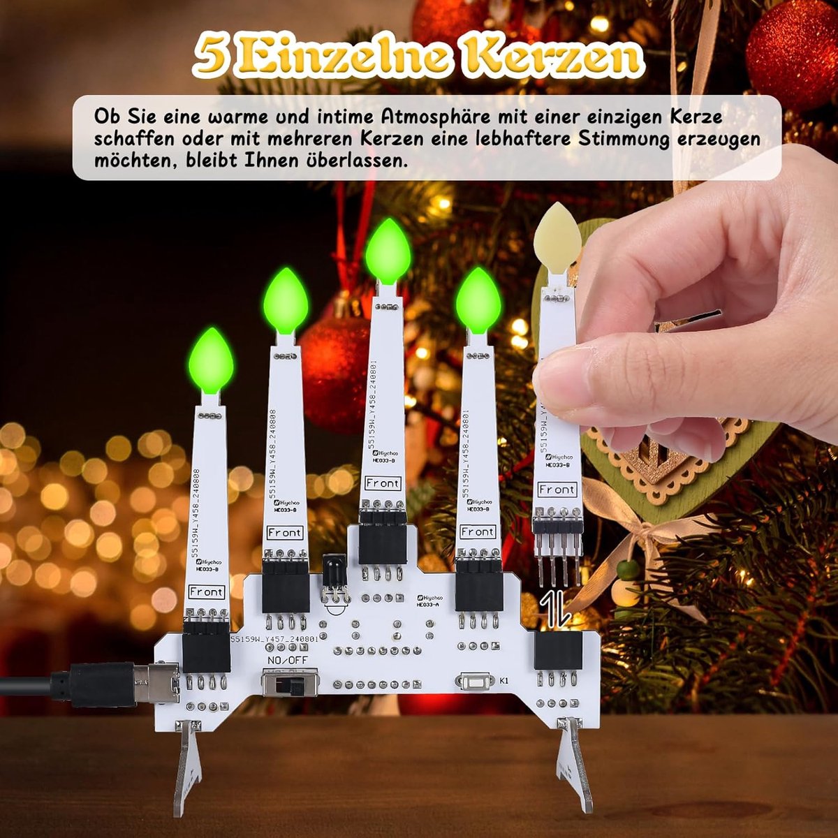 Kerstkaarsen Set - LED Kaarsen Soldeerkit - Decoratieve Verlichting - 10 Lichtmodi - 5 stuks - Warm Wit – foto 5