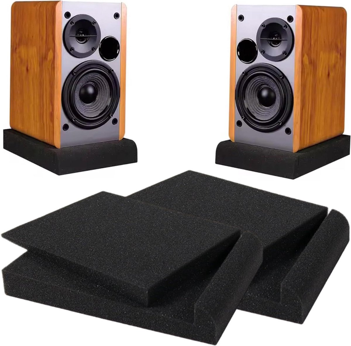 Studio Monitor Isolatie Pads - Luidspreker Dempers - Akoestische Verbetering - Hoge Dichtheid Schuim - 2 stuks 4 Inch - Zwart