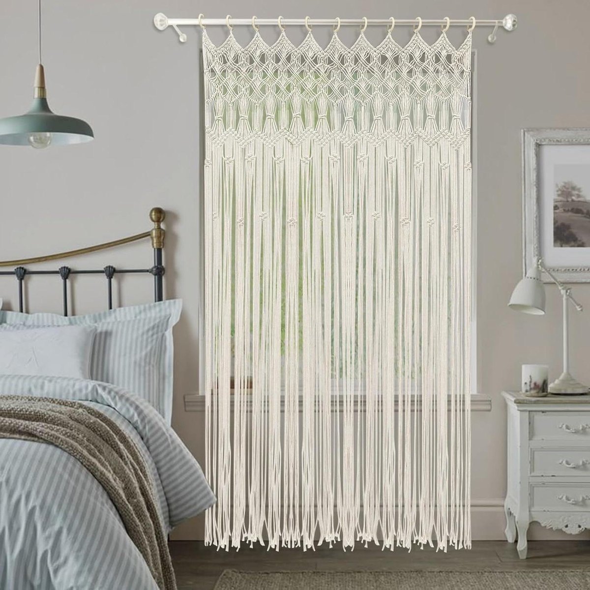Linnenlook Gordijnen - Bohemian Panelen - Woonkamer Decoratie - Geweven Strepen - 120 x 19