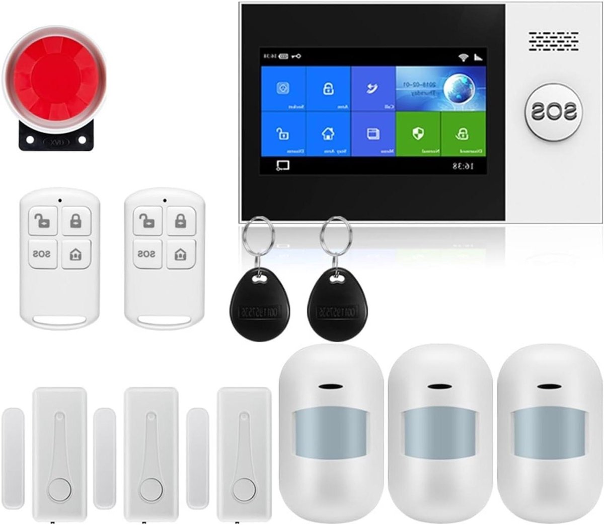 Alarmsysteem Huis - Inbraakkit Beveiliging - Huis Beveiligen - Touchscreen Bediening - 22.9 x 12.7 x 12.7 cm - Zwart