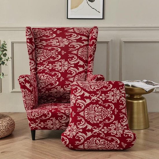 Stoelhoes voor oorfauteuil, set van 2, rekbare hoes van wasbaar elastaan, meubelbeschermer voor oorfauteuil in woonkamer, slaapkamer of hotel (barokstijl)