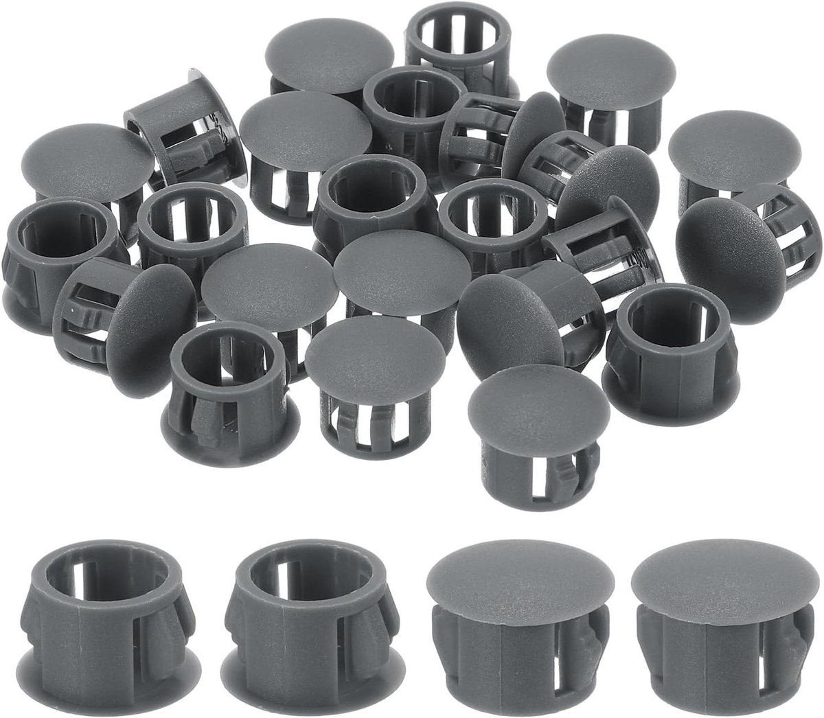 Afdekkapjes voor boorgaten - Blindstop nylon - Meubels afwerken - Klassiek mat design - 12 mm - Grijs