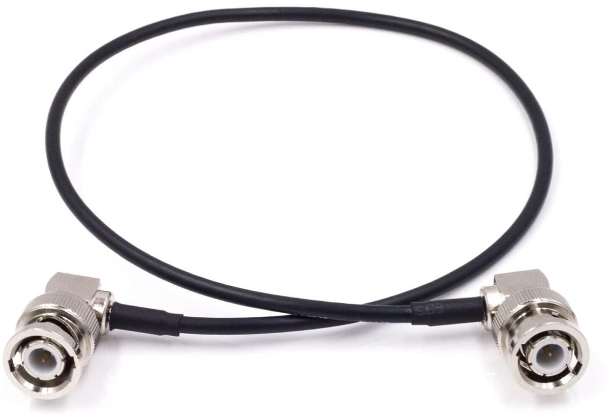 SDI Videokabel - BNC Kabel - Signaal Overzetten - Dubbele Haakse Connector - 20 cm - Zwart