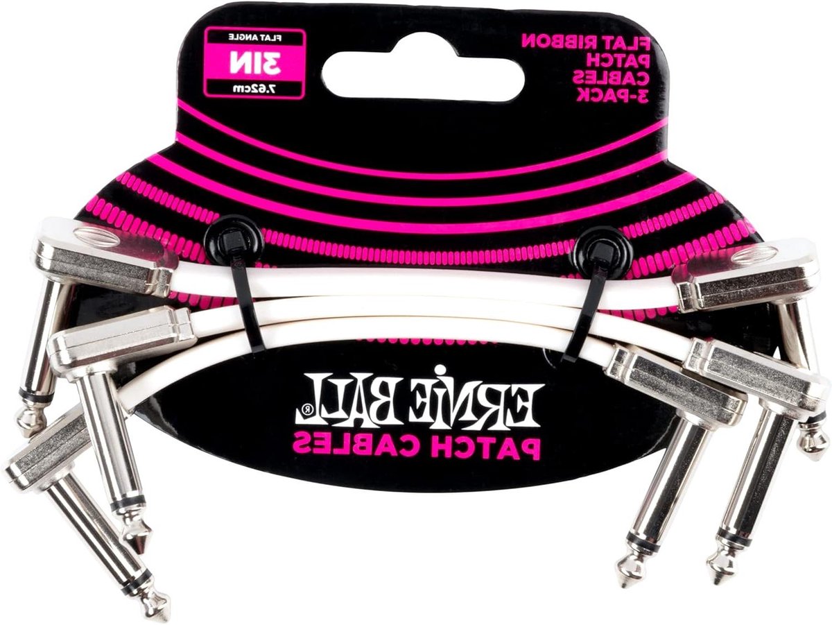 Patchkabels - Muziek kabels - Gitaar effecten - Plat ontwerp - 3 inch - Wit