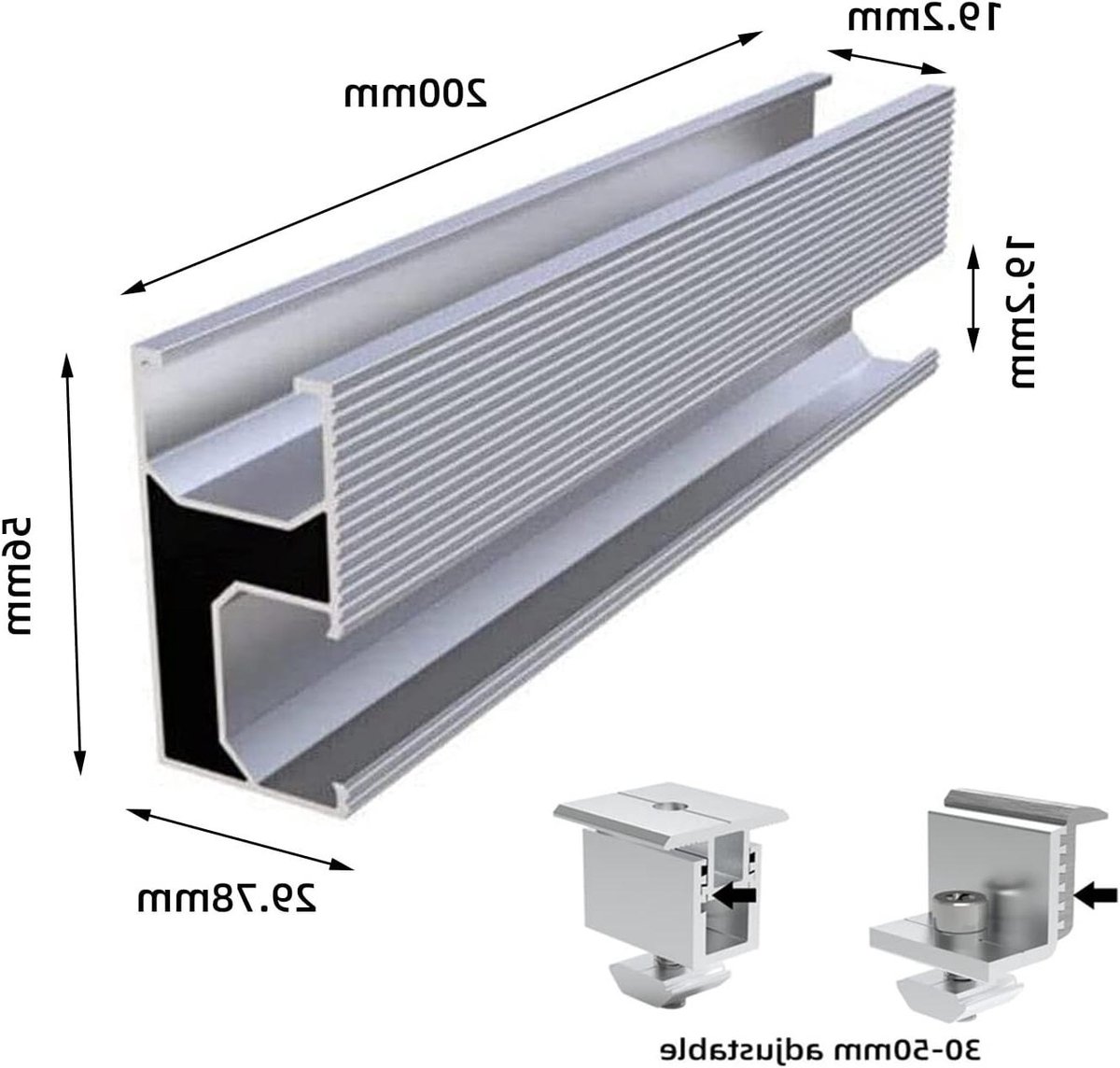 Zonne-paneelmontagekit - Zonnepaneelhouder dak - Zonne-energie opwekken - Verstelbare klemmen - Voor 1 module - Zilver