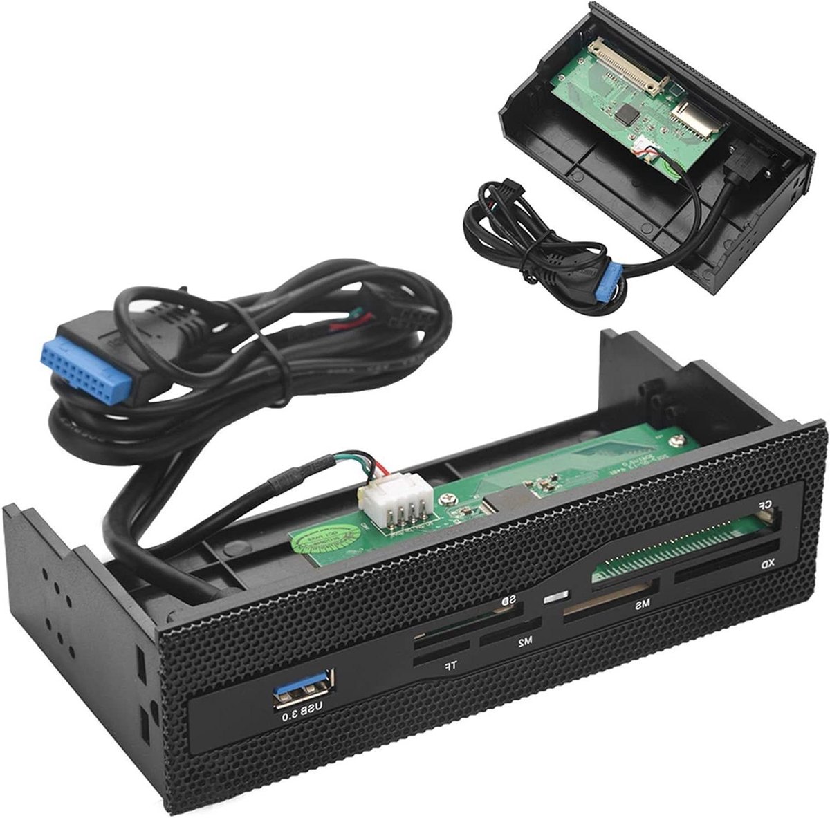 Interne Kaartlezer - Geheugenkaartlezer Dashboard - Bestanden Overzetten - 6 Kaartsleuven - 5.25 inch - Zwart