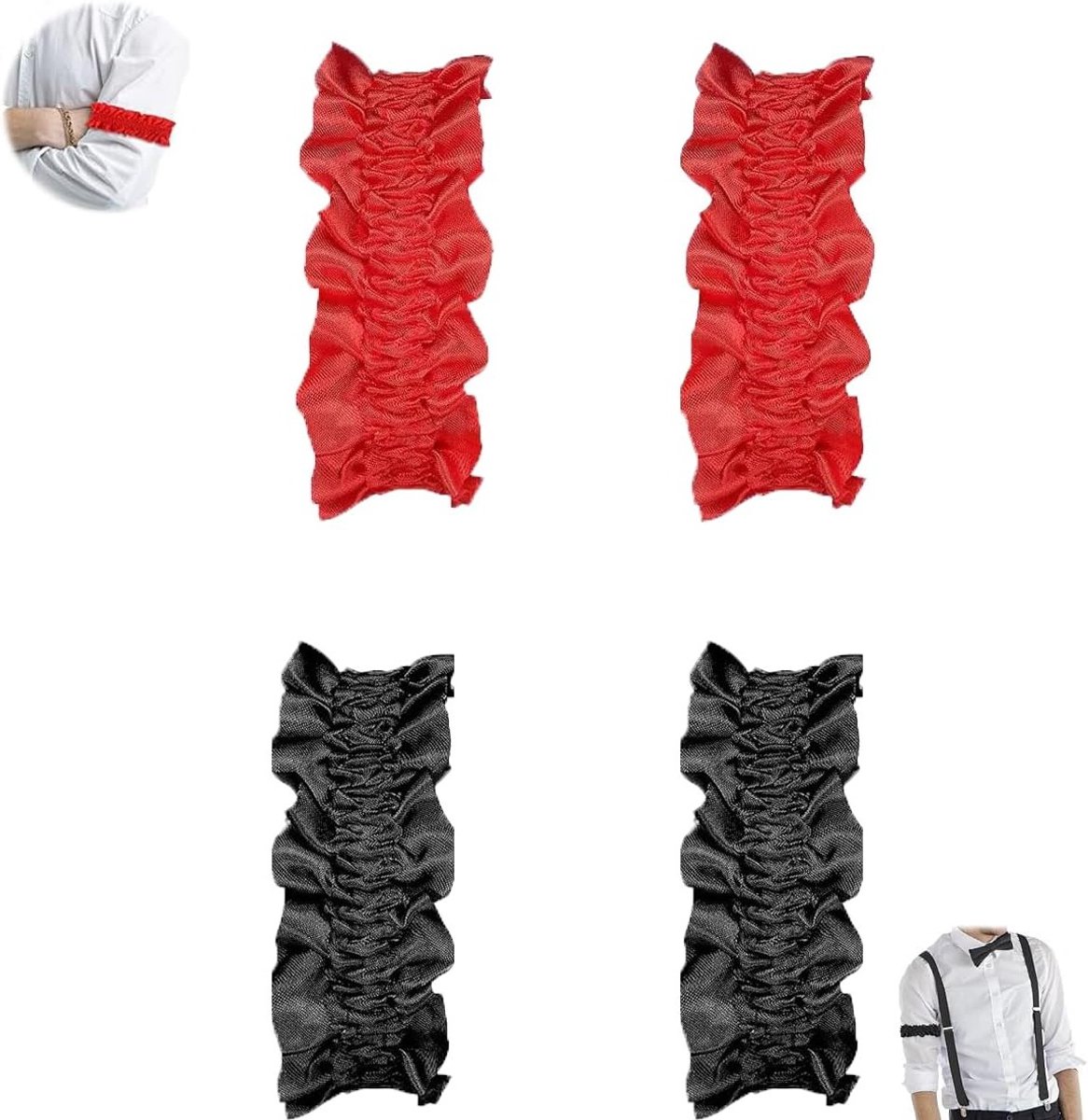 4-delige kousenbanden set voor bruiloft, prom en feestdecoratie - stijlvolle beenkousenbanden in zwart en rood, perfect voor dames