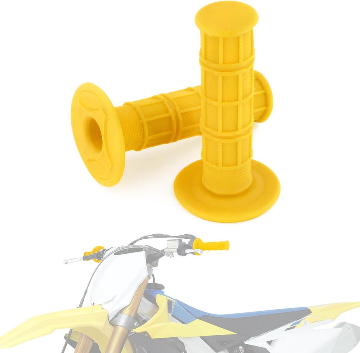 Motorfiets Stuur Grips - Handvatten Rubber - Comfortabel Rijden - Anti-Slip Oppervlak - 22 MM - Geel