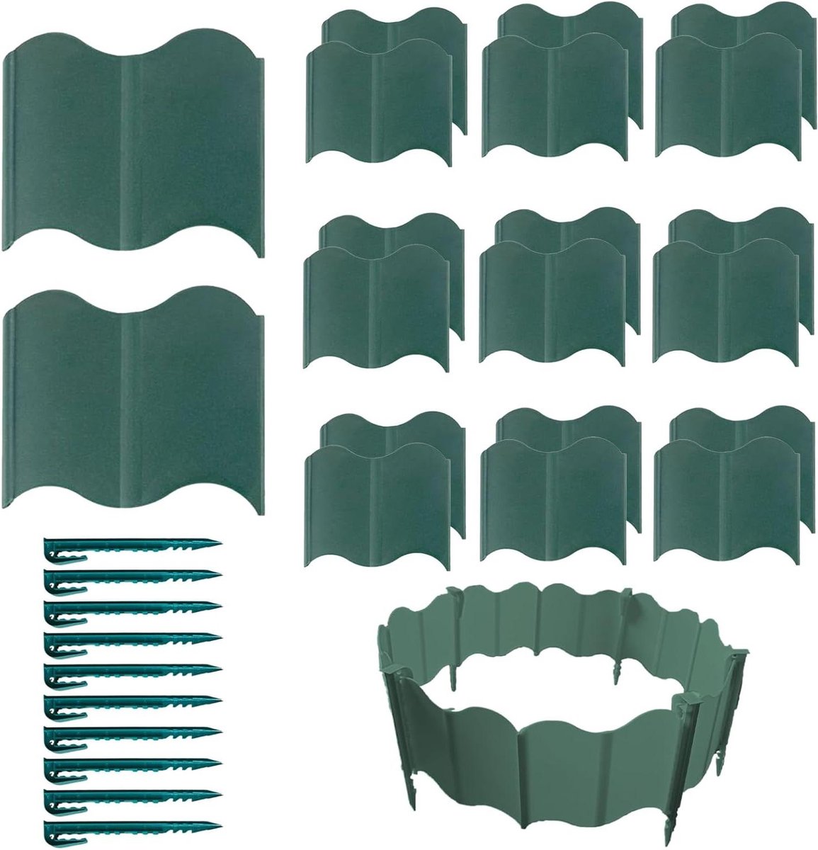 Tuinrand 20 stuks - Decoratieve omheining - Bloembedden afzetten - Afneembaar en flexibel - 40 x 30 cm - Groen