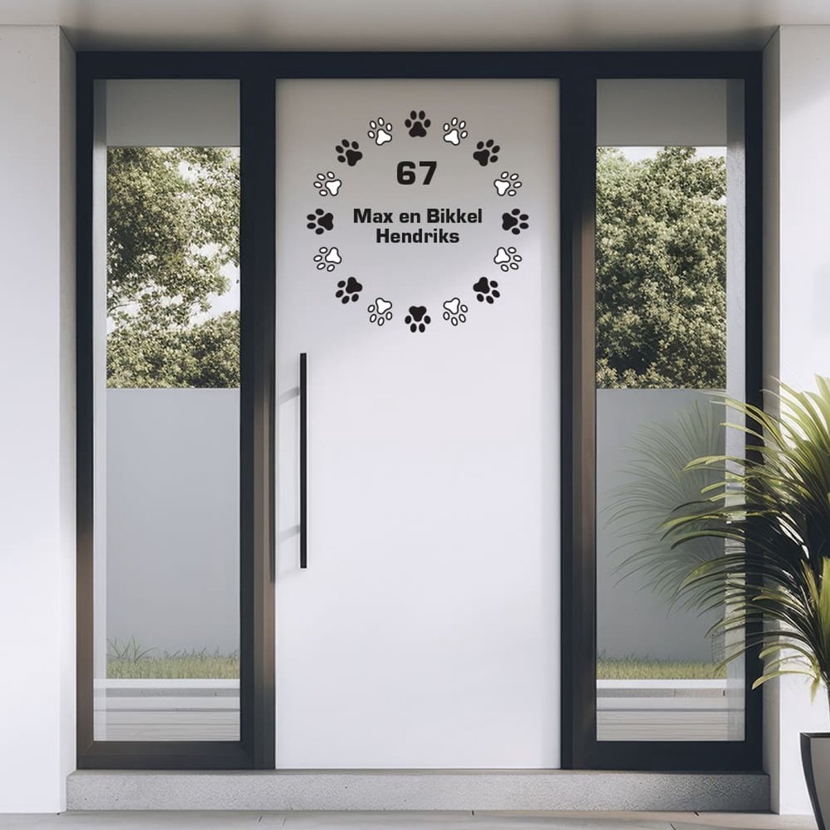 Voordeur of raamsticker met hondenpootjes - Wit - 50 x 50 cm