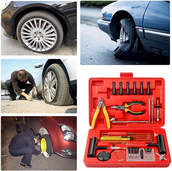 Bandenreparatieset - Lekke banden - Auto onderhoud - 74 delig - 31 cm - Rood van Merkloos — afbeelding 4