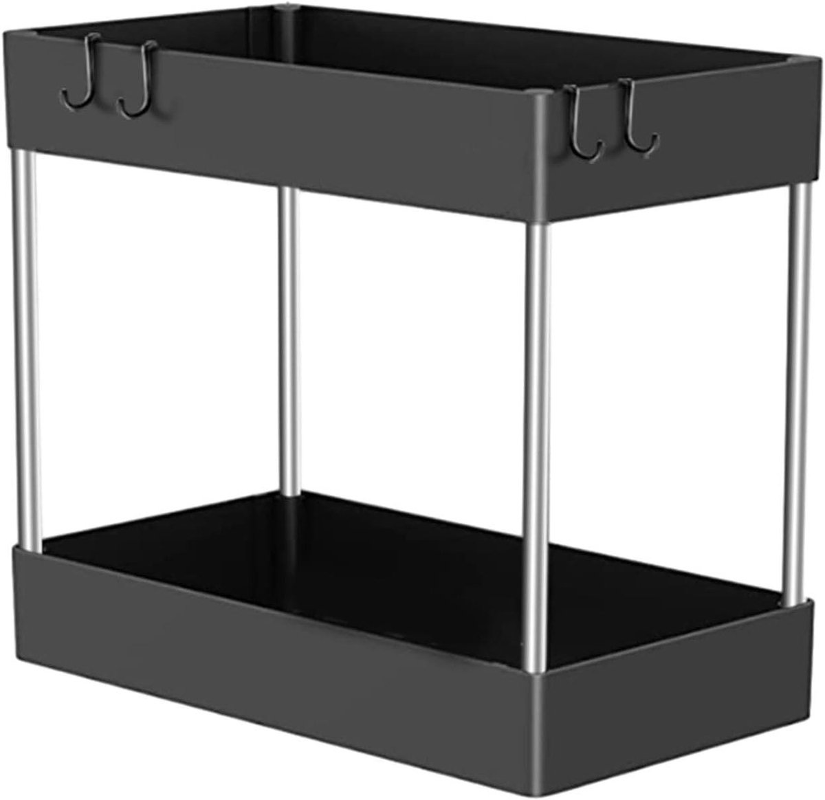 Wastafel Organizer - Badkamer Kast - Ruimte Besparen - 2 Niveaus - 32 x 14 x 30 cm - Zwart