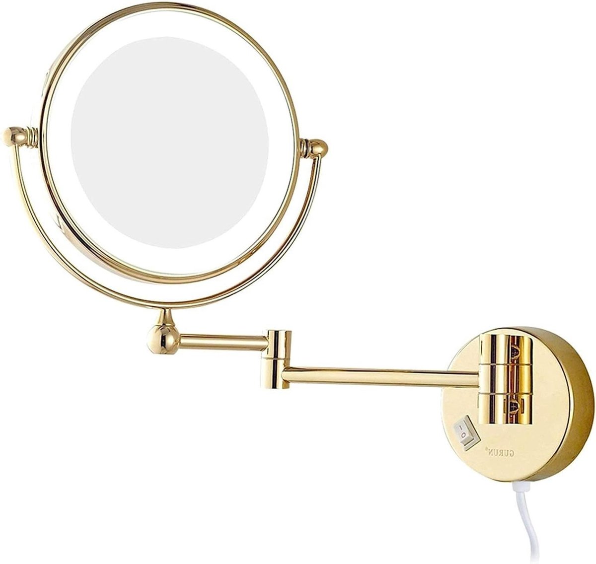 Wandmake-up spiegel - Vergrotende spiegel - Gedetailleerde make-up - 360 graden rotatie - 8 inch spiegel - Goud