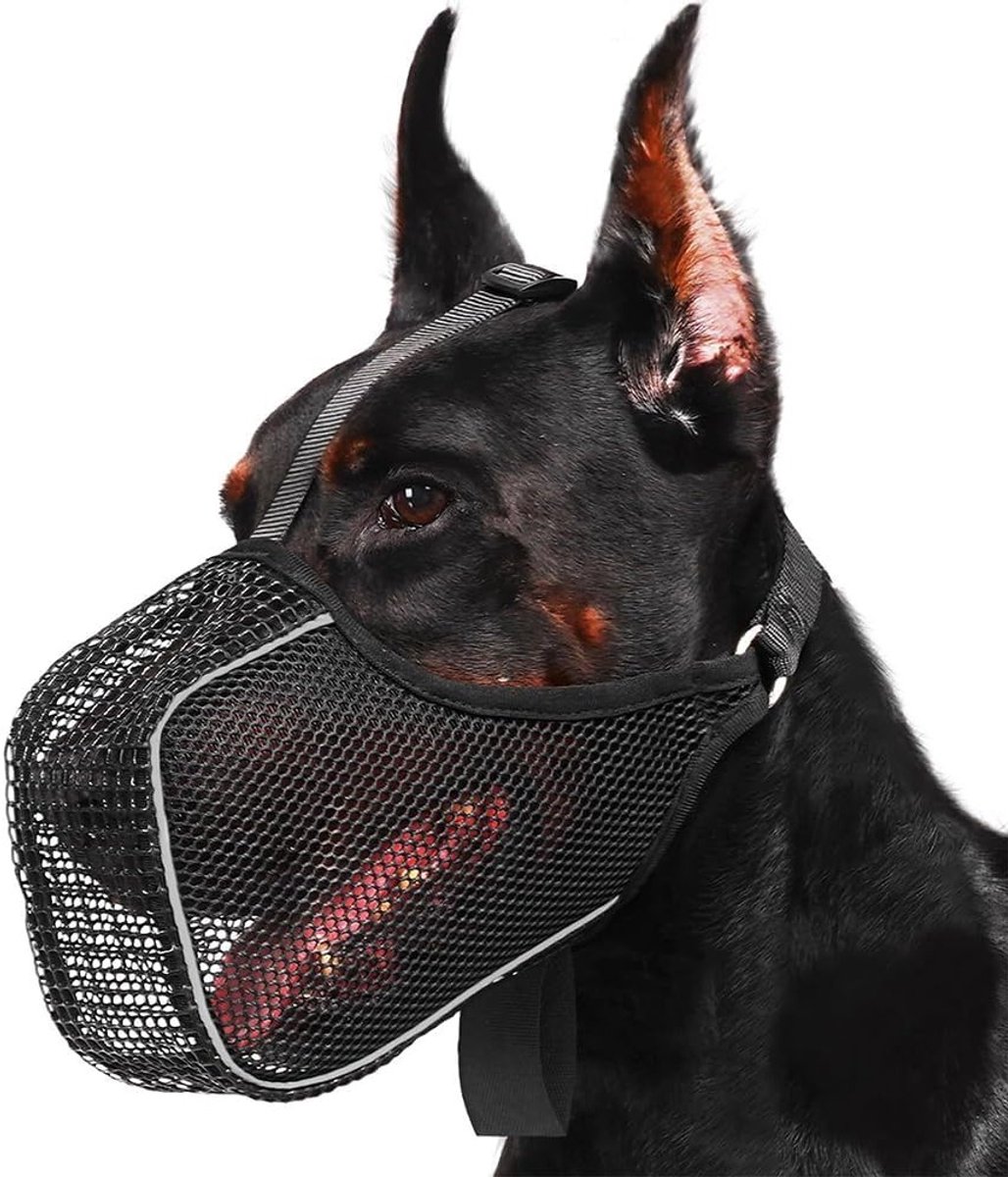 Comfortabele en Ademende Hondenmuilkorf voor Middelgrote Honden tijdens Wandelen en Dierenartsbezoeken - Zwart