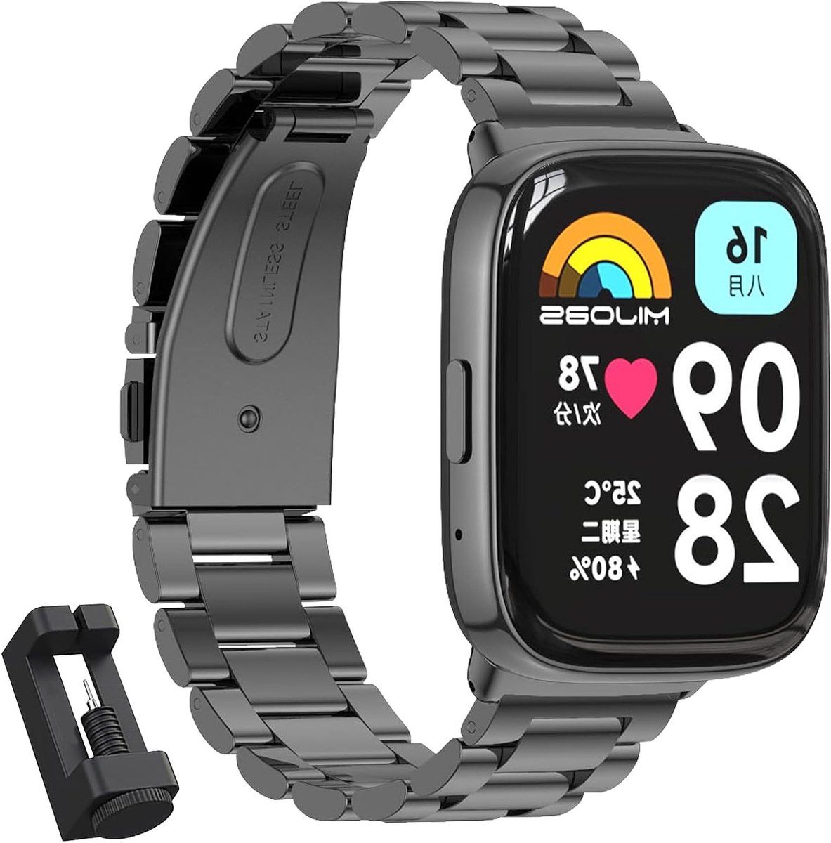 Stijlvolle RVS Vervangarmband voor Smartwatch - Geschikt voor Redmi Watch 3 Active en Andere Modellen