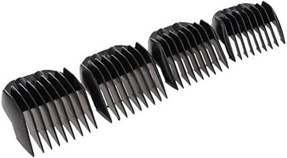 Tondeuse Opzetkammen - Geleiderkammen Set - Haar Knippen - Universele Pasvorm - 4 Stuks 3-12mm - Zwart