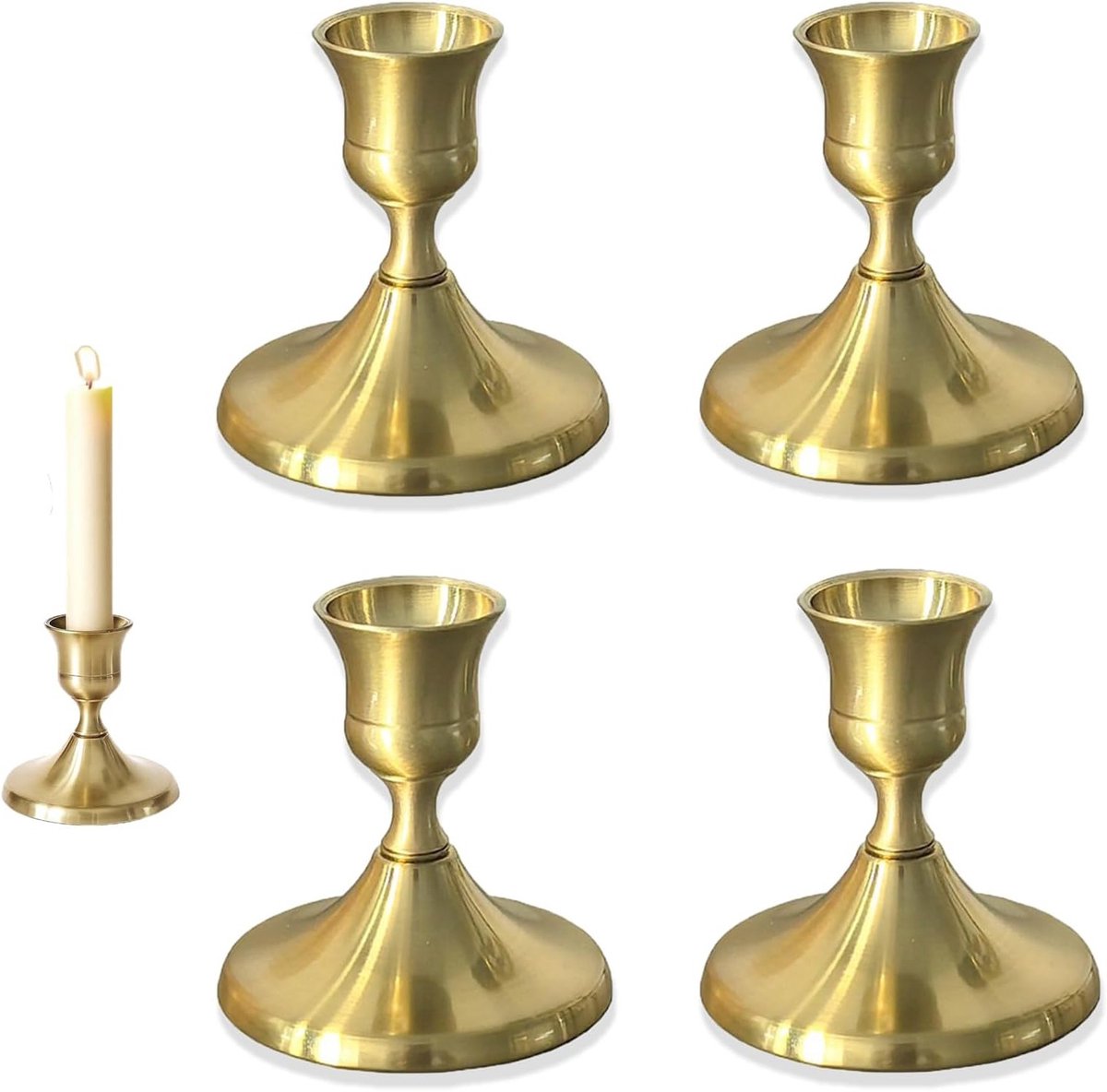 4 kegelvormige kandelaars, retro metalen kandelaars, geschikt voor middelpuntdecoratie op tafel of open haard voor bruiloftsfeesten, kaarsenhouders, stijl 1