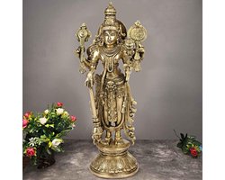 Artvarko Astadhatu (8 metalen) Gemaakt Shri Nararayn Staand Idol/Messing Gemaakt Narayan Stand Idol/Maha Vishnu Bhagwan Messing Idol 13 Inch