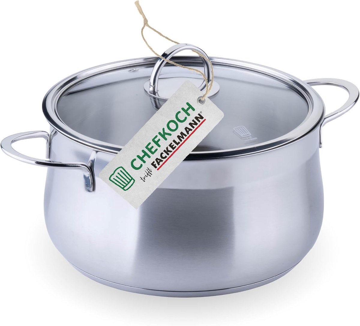 Kookpan Glazen Deksel - RVS Kookpot - Gelijkmatig Koken - Aluminium Kern Inductie - 24cm 61 Liter - Zilver
