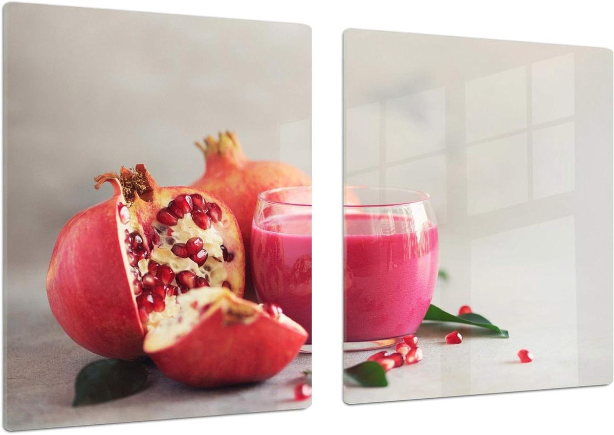 Glazen Keukenbord - Snijplank Kookplaat Cover - Keukenwerkblad Beschermen - Slag- en Krasbestendig - 80 x 52 cm - Pomegranate cocktail