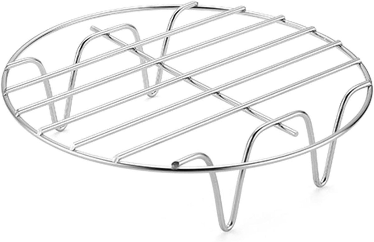 Oven Grill Rek Airfryer Accessoire Gezond Bakken Roestvrij Staal 19 cm Diameter Zilverkleurig