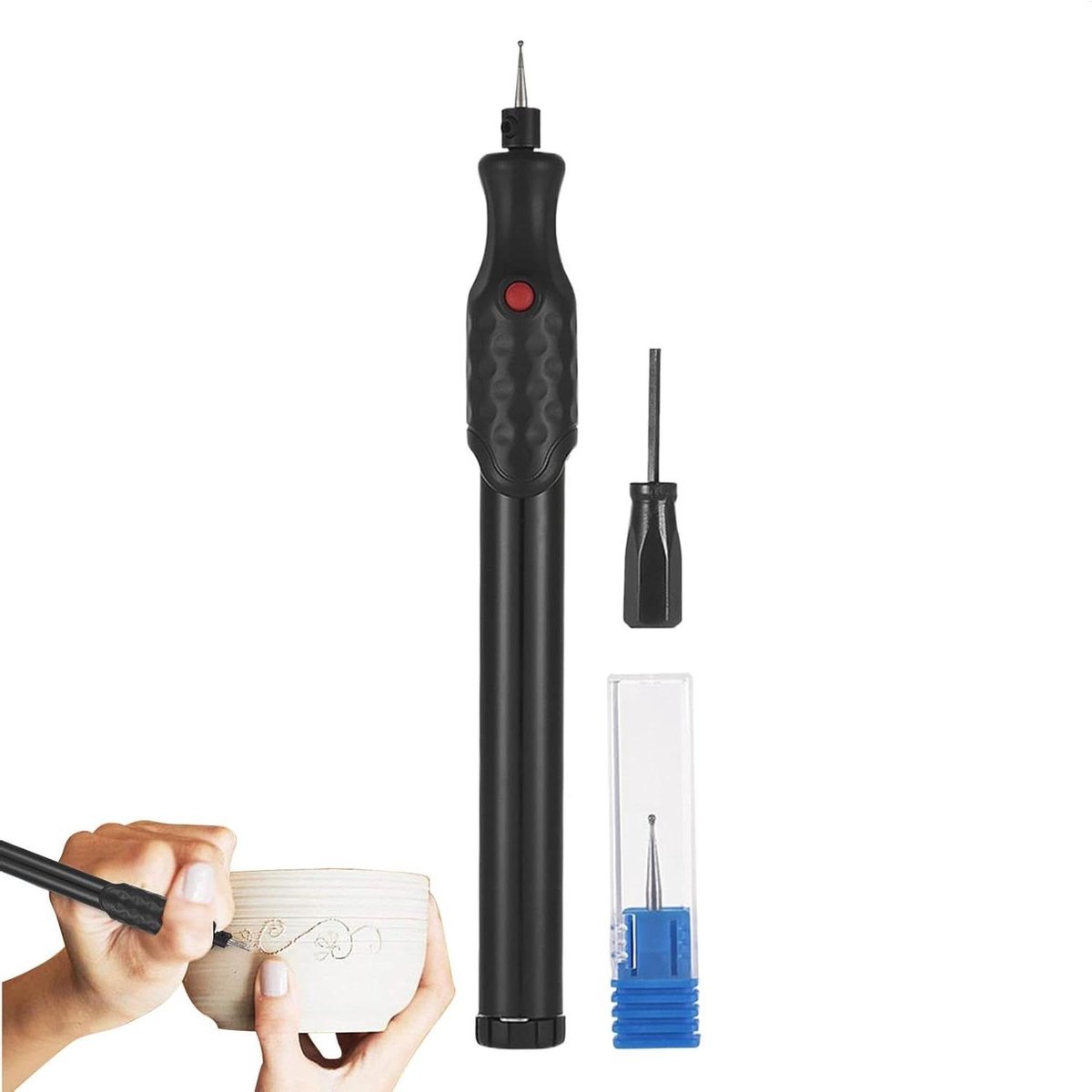 Graveergereedschap - Elektrisch Pen - Objecten Personaliseren - Draadloos Ontwerp - 21000 RPM - Zwart