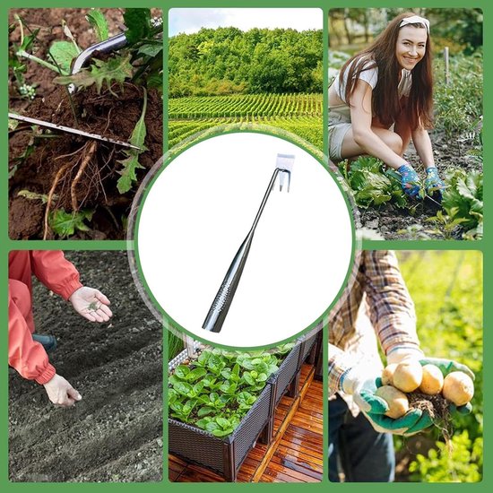 Hand Weeder Tool - Tuin Cultivator - Onkruid Verwijderen - Mangaanstaal Constructie - 4 x 8 x 4 cm - Grijs — afbeelding 2