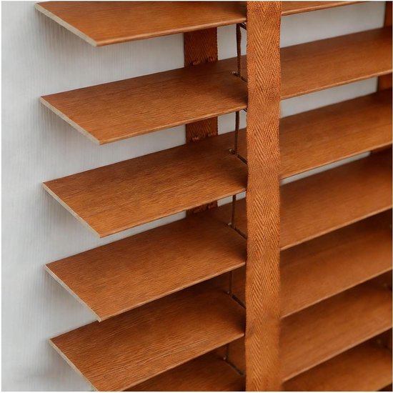Houten Jaloezieën - Venetiaanse Gordijnen - Raamdecoratie - Op Maat Gemaakt - 5 cm Lamellen - Bruin