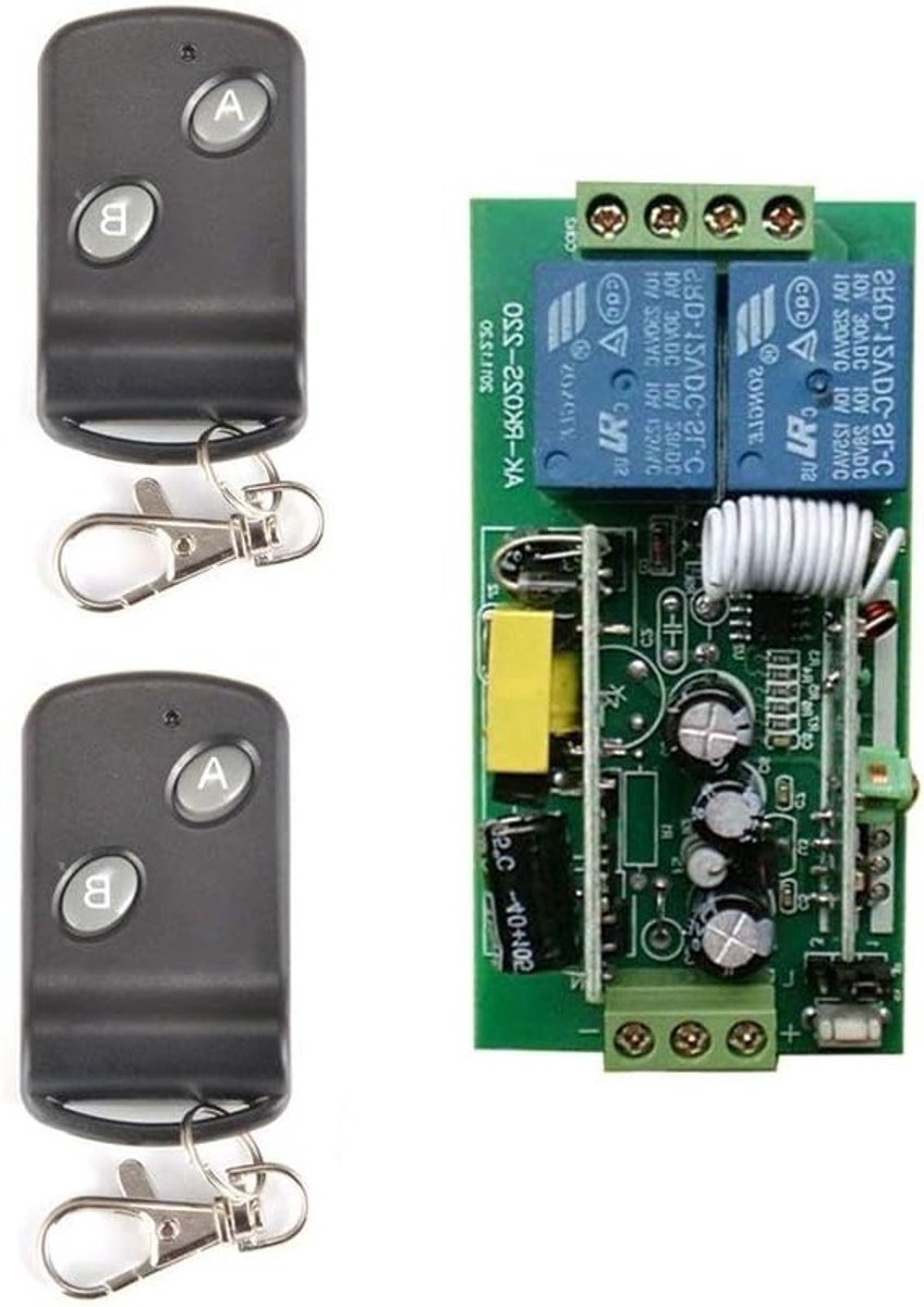 Draadloze afstandsbediening met leercode voor lampen en modelbouw, 2 kanalen, 433,92 MHz, AC110/220/230 V