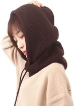 Dames Winter Balaclava, Gebreide Cashmere Muts voor Skiën en Outdoor Activiteiten, One Size, Koffiekleur