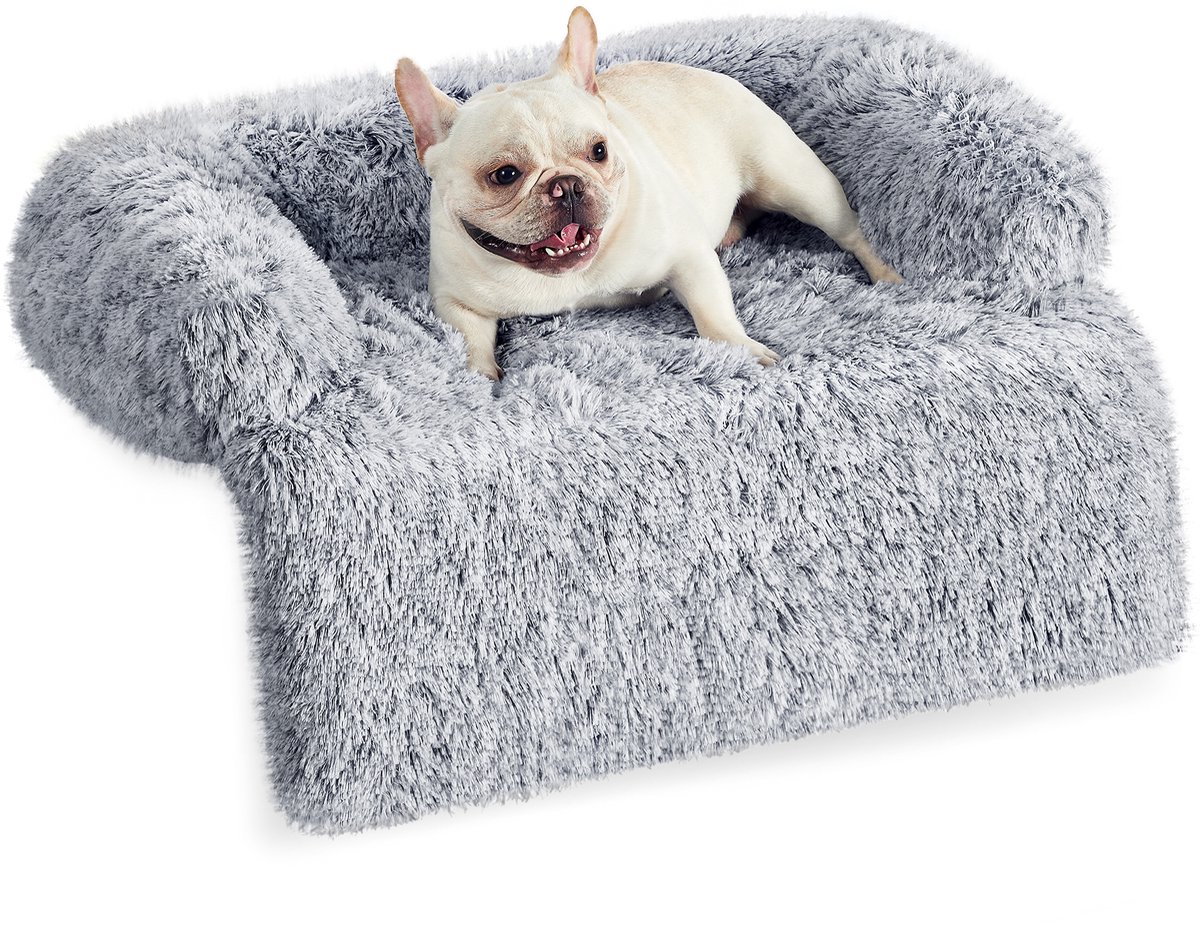 Feandrea - Hondenmand - FluffyHug Hondenbed Pluche - Sofabescherming voor Kleine en Middelgrote Honden - 80 x 75 x 16 cm