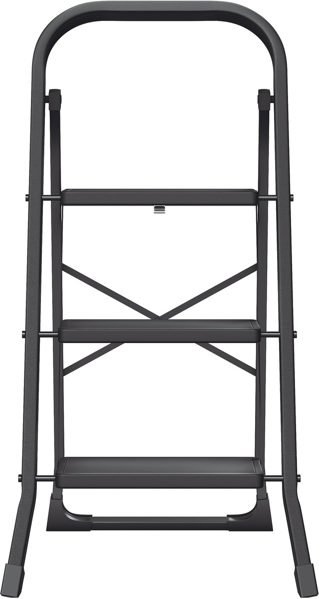 SONGMICS - Ladder - Drieladige Opvouwbare Huishoudtrap - Met Klapbeveiliging - Belastbaar tot 150 kg