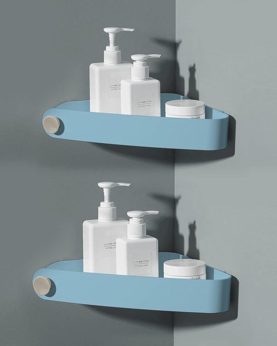 Lot de 2 étagères de Douche , étagère d'angle de salle de bain, étagère de douche pour rangement de salle de bain, organisateur de Douche avec autocollant adhésif pour salle de bain et Cuisine ( Blauw Marine )