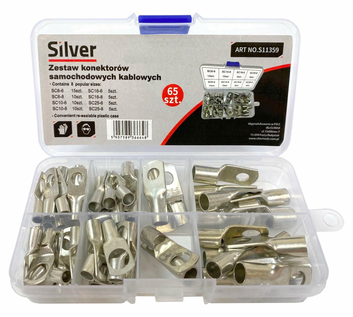 Silver - Oogconnector Set - 65 stuks - Niet-geïsoleerd - Met Organizer