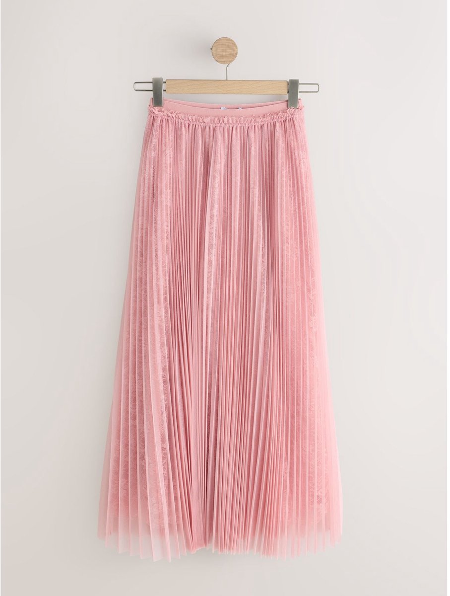 Next - Dames - Geplooide maxirok met mesh en kant - Roze