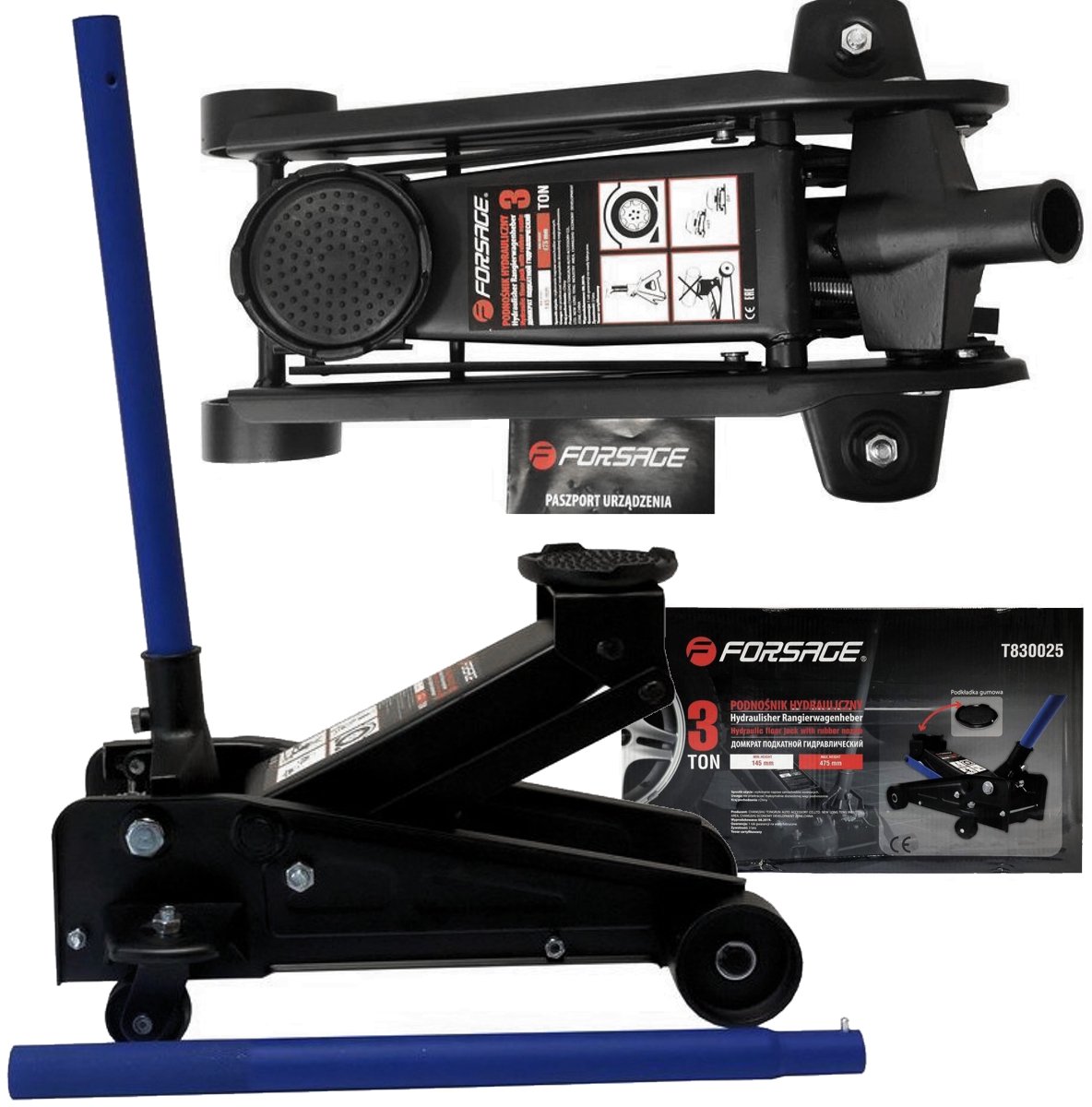 Forsage F-T830025 Serie - Hydraulische Krik - 3 Ton - Stevig Constructie - Rubberen Koppeling