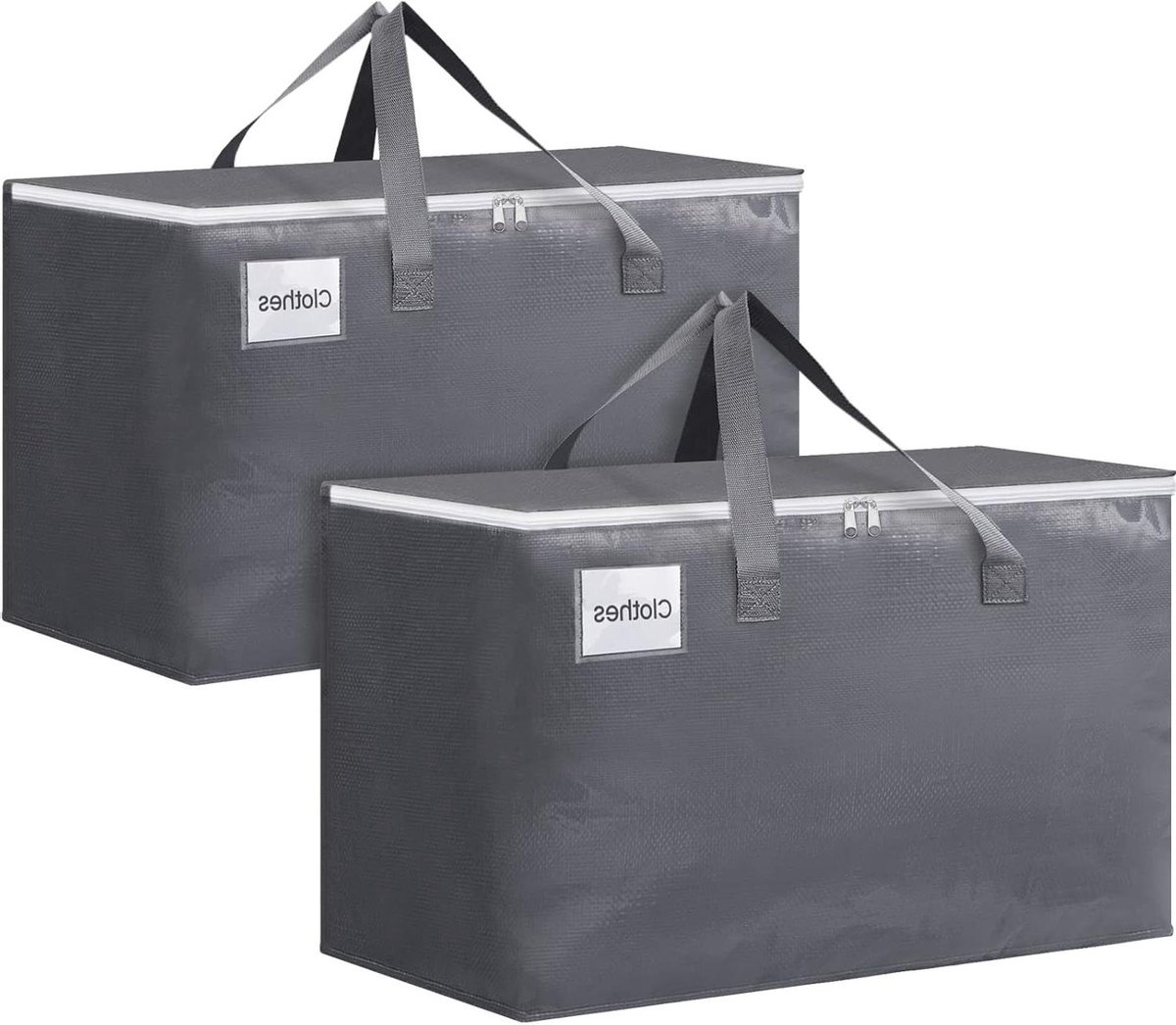 Grote verhuiszakken - Opbergzakken verhuizen - Ruimtebesparend opbergen - Versterkte handgrepen - 125L 73x42x41cm - Grijs