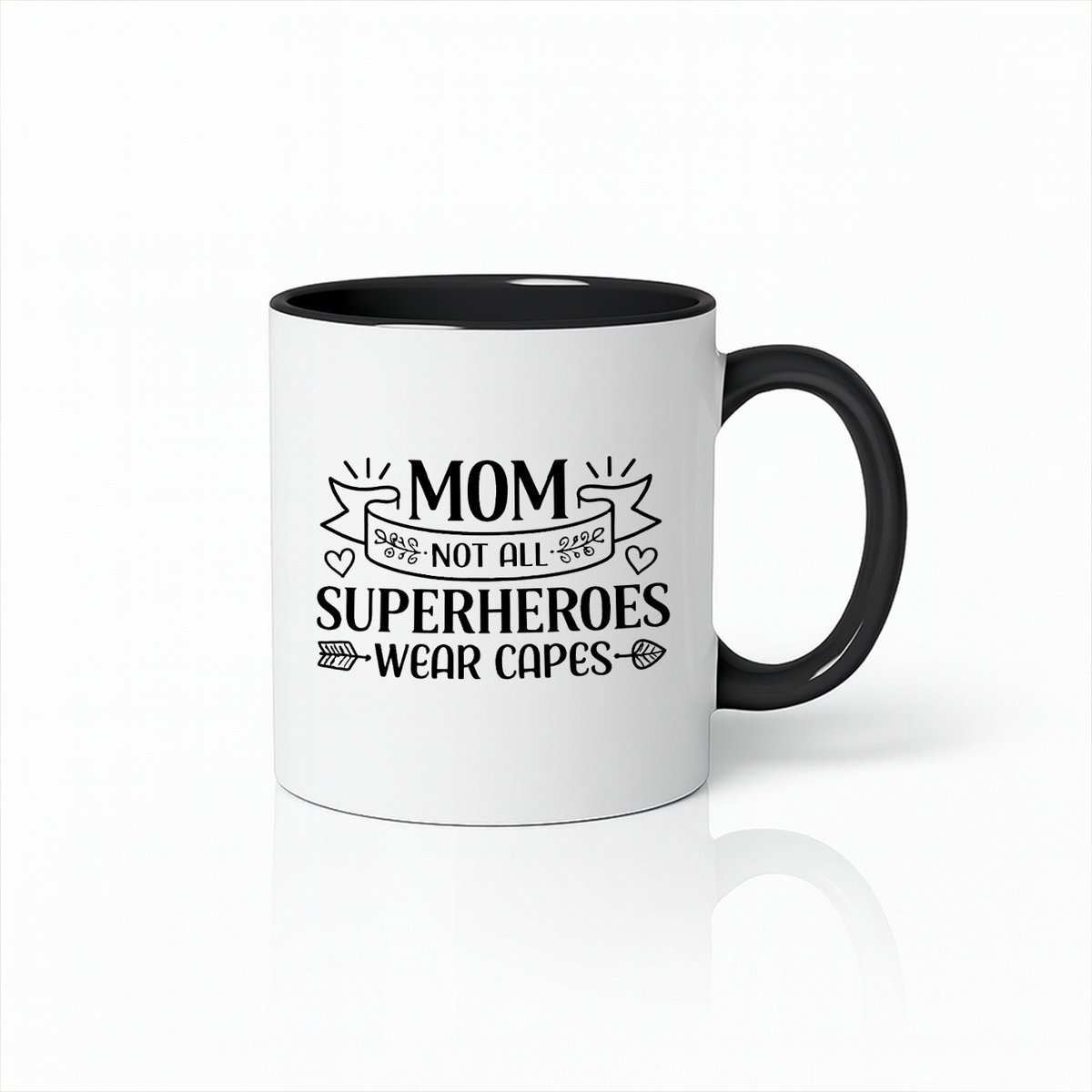 Luxe Tweekleurige Mok Zwart Wit - Superhero Mom Ontwerp - Verjaardagscadeau Moeder