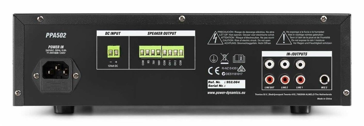 Power Dynamics set van 4 buiten speakers en 2-zone 100V versterker met Bluetooth - Zwart thumbnail 7