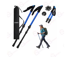 Nordic Walking Stokken Blauw – Verstelbare Trekkingstokken Aluminium met Anti-Shock & Accessoires – wandelstokken set – trekking poles aluminium – hiking stokken – nordic walking stokken verstelbaar – walking poles blauw – 86842