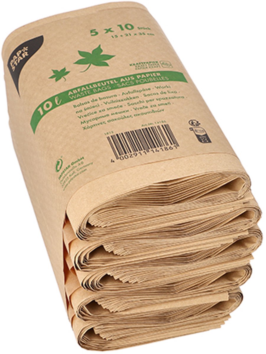 200 Compost zakken, papier 10 l 35 cm x 21 cm x 15 cm bruin