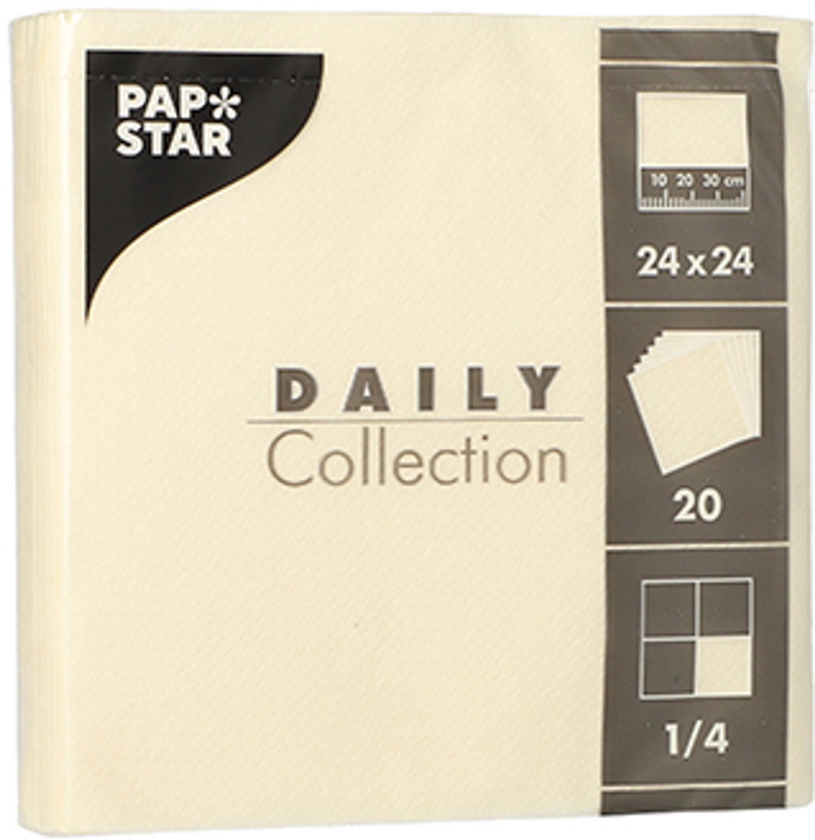 20x 20 Servetten DAILY Collection 1/4 vouw 24 cm x 24 cm champagne