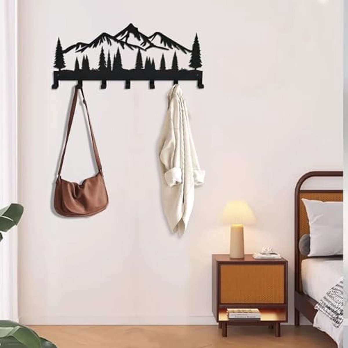 Sleutelrek Metaal - Wand Organizer - Sleutels Ophangen - 7 Haken Inclusief - 30cm Breed - Zwart