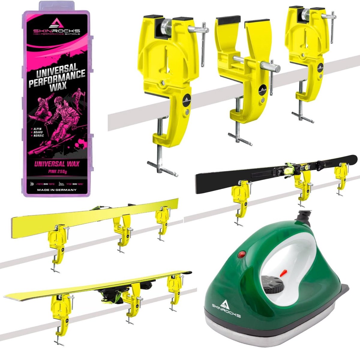 Ski Service Set - Skispanner Waxijzer Wax - Ski Onderhoud - Professionele Kwaliteit - 3-delig - Meerkleurig
