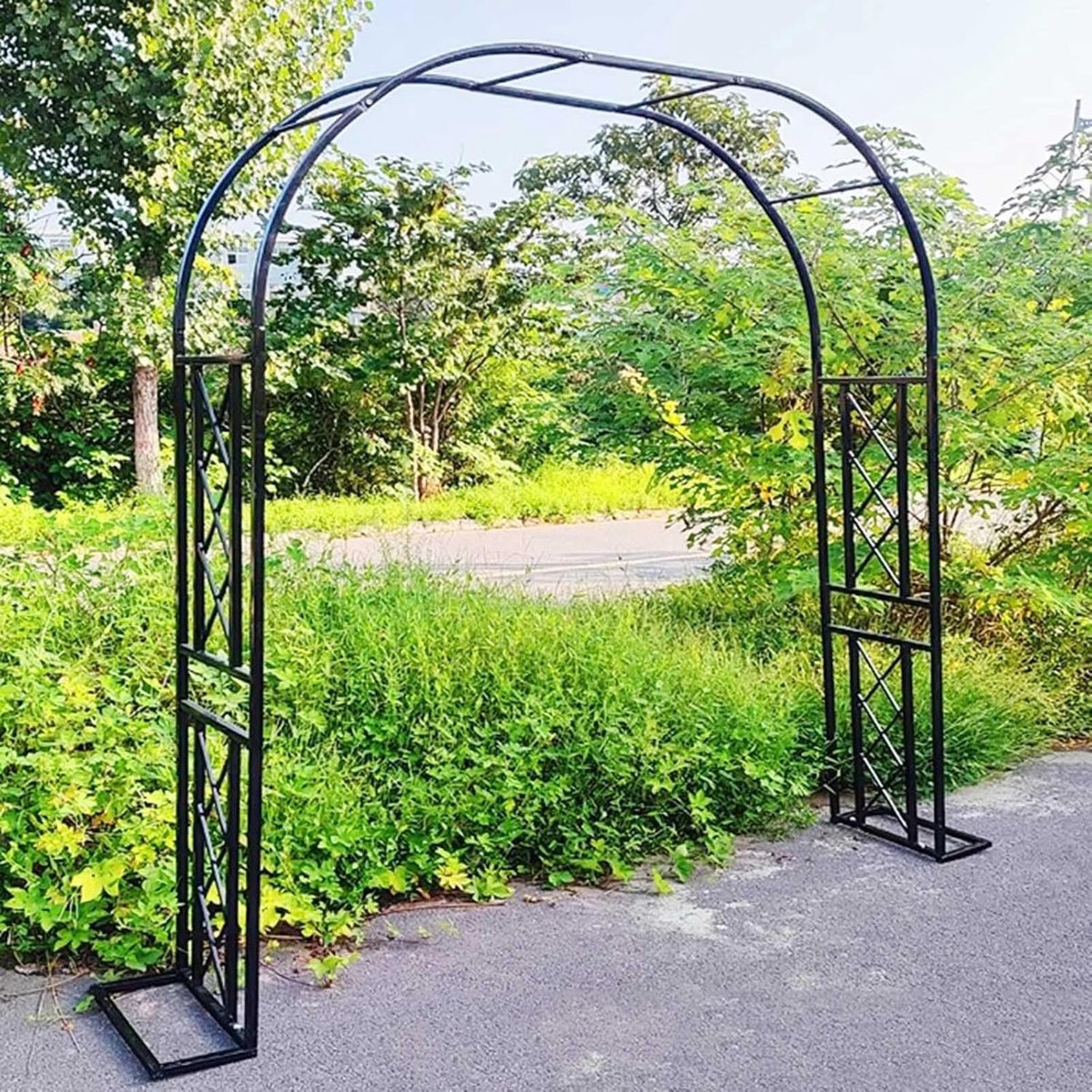 Heavy Duty Tuin Boog Metalen Rozenbogen Breed 140cm 180cm 220cm 260cm 300cm 340cm Grote Klimplanten Ondersteuning Archway Roestvast Tuin Ingangen Decoratie Boog Trellis(Black,300x230x40cm)