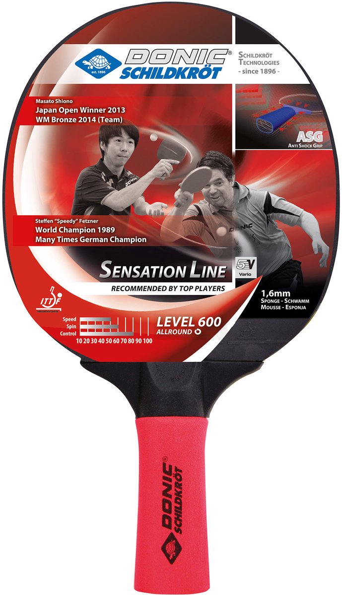 Donic Schildkröt Tafeltennisbat Sensation 600 Zwart/rood