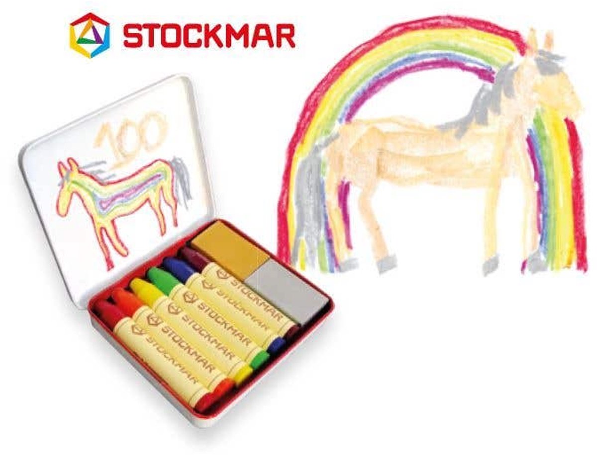 Stockmar | Limited Edition Regenboog met Goud & Zilver - 6 stiftjes & 2 blokjes